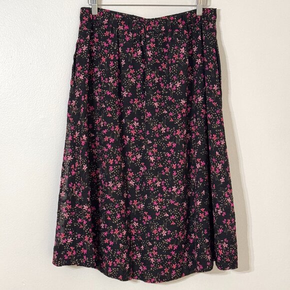 Draper James RSVP Pink Ditsy Floral A-Line Skirt Sz L Button Front Elastic Waist - Picture 5 of 12